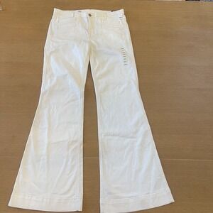 Women's Gap Size 29 8 Ivory High Rise Denim Trousers Flared Wide Leg New